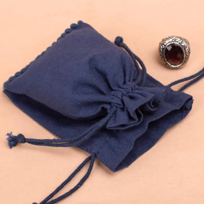 100 Customized Jewelry Packaging Pouches, Designer Cotton Pouches With Golden Bottom PomPom And Eco-Friendly Drawstring Bag