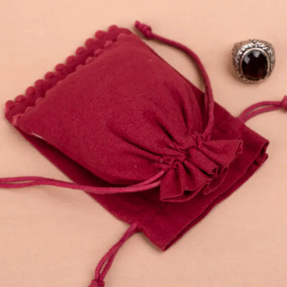 100 Rich Burgundy Designer Pouch: Handcrafted with Luxurious Bottom Pom Poms