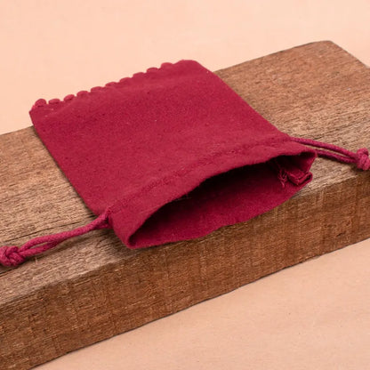 100 Rich Burgundy Designer Pouch: Handcrafted with Luxurious Bottom Pom Poms