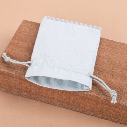 100 Classic Light Grey Designer Pouch: Handcrafted with Soft Bottom Pom Poms