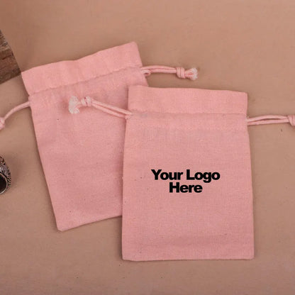 100 Personalized Drawstring Jewelry Bags/Pouches, Custom Drawstrnig Jewelry Pouch With Logo Printed Options, Eco-Friendly Cotton Bag