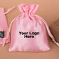 Personalized Pink Satin Drawstring Pouches & Bags For Jewelry Packaging With Custom Logo