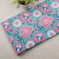 Multi Floral Crystal Blue Hand Block Printed Cotton Fabric