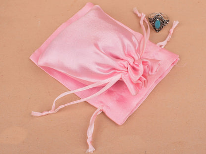 Personalized Pink Satin Drawstring Pouches & Bags For Jewelry Packaging With Custom Logo