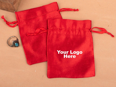 Custom Satin Drawstring Pouches & Bags For Jewelry Packaging With Custom Logo, Gift Packaging Bags