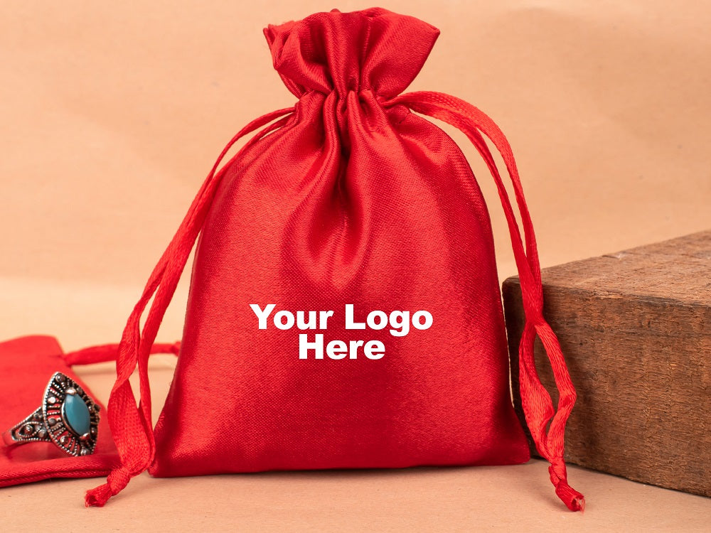 Custom Satin Drawstring Pouches & Bags For Jewelry Packaging With Custom Logo, Gift Packaging Bags