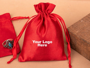 Custom Satin Drawstring Pouches & Bags For Jewelry Packaging With Custom Logo, Gift Packaging Bags