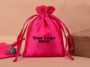 Personalized Satin Drawstring Pouches & Bags for Jewelry Packaging with Custom Logo Printed