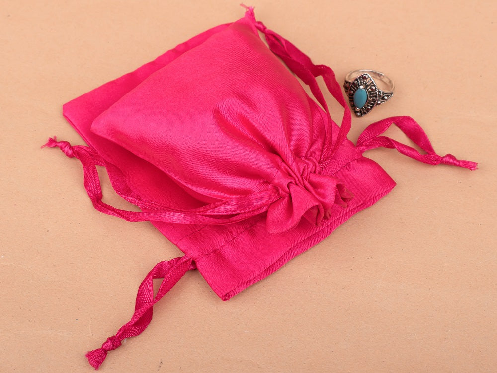 Personalized Satin Drawstring Pouches & Bags for Jewelry Packaging with Custom Logo Printed