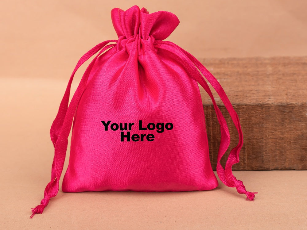 Personalized Satin Drawstring Pouches & Bags for Jewelry Packaging with Custom Logo Printed