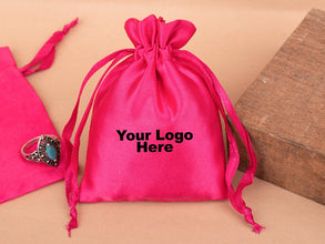 Personalized Satin Drawstring Pouches & Bags for Jewelry Packaging with Custom Logo Printed