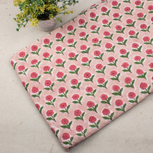 Hand Block Print Cotton Pink Fabric Dress Sewing Material