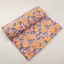 Flower Pattern Pale Chestnut Hand Block Printed Cotton Fabric