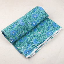 Multi Floral Light Green Hand Block Printed Cotton Fabric