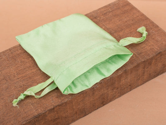 Personalized Green Satin Drawstring Pouches & Bags With Custom Logo, Gift Packaging Bags