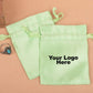 Personalized Green Satin Drawstring Pouches & Bags With Custom Logo, Gift Packaging Bags