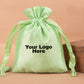 Personalized Green Satin Drawstring Pouches & Bags With Custom Logo, Gift Packaging Bags