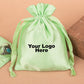 Personalized Green Satin Drawstring Pouches & Bags With Custom Logo, Gift Packaging Bags