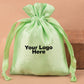 Personalized Green Satin Drawstring Pouches & Bags With Custom Logo, Gift Packaging Bags