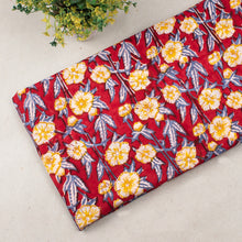 Flower Pattern Red Handmade Block Print Cotton Fabric