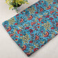 Hand Block Printed Cotton Flower Pattern Light Blue Fabric