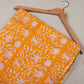 Multi Floral Orange Hand Block Printed Cotton Fabric