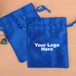 Personalized Blue Satin Drawstring Pouches & Bags For Jewelry Packaging With Custom Logo, Gift Packaging Bags