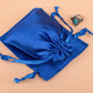 Personalized Blue Satin Drawstring Pouches & Bags For Jewelry Packaging With Custom Logo, Gift Packaging Bags