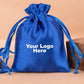 Personalized Blue Satin Drawstring Pouches & Bags For Jewelry Packaging With Custom Logo, Gift Packaging Bags