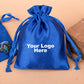 Personalized Blue Satin Drawstring Pouches & Bags For Jewelry Packaging With Custom Logo, Gift Packaging Bags