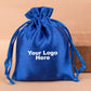 Personalized Blue Satin Drawstring Pouches & Bags For Jewelry Packaging With Custom Logo, Gift Packaging Bags