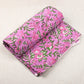 Hand Block Printed Cotton Multi Floral Light Pink Fabric