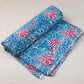 Multi Floral Blue Hand Block Printed Cotton Fabric