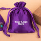 Personalized Drawstring Violet Satin Pouches for Jewelry Packaging with Custom Logo Printed