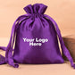 Personalized Drawstring Violet Satin Pouches for Jewelry Packaging with Custom Logo Printed