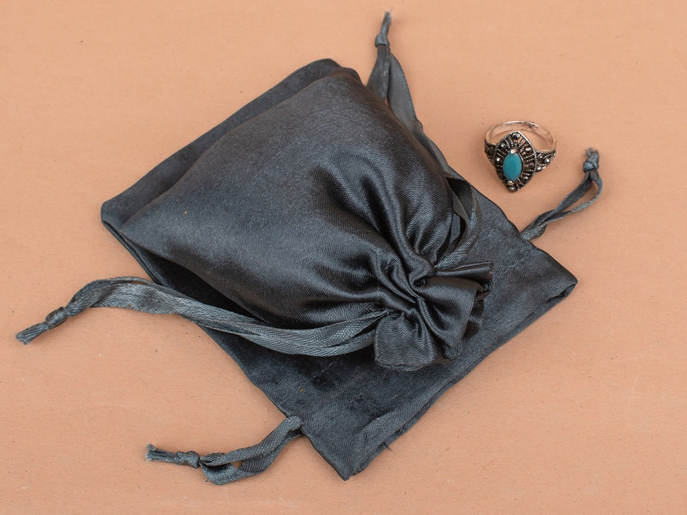 Custom Black Satin Pouches & Bags For Jewelry Packaging With Custom Logo, Gift Packaging Bags