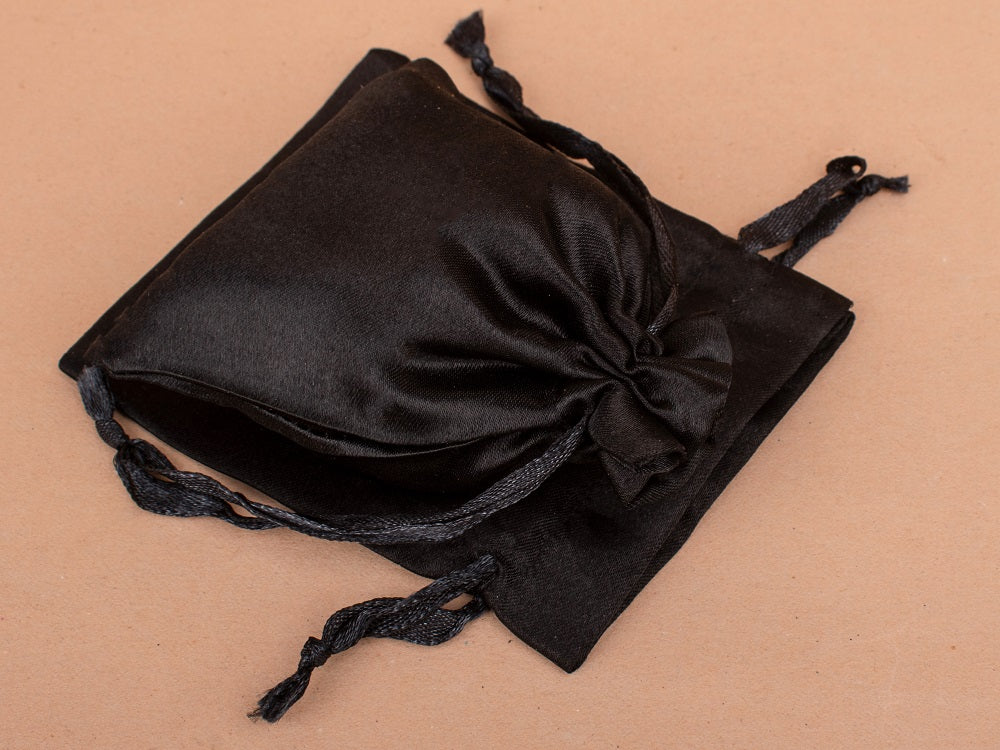 Personalized Black Satin Drawstring Pouches & Bags For Jewelry Packaging With Custom Logo