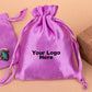 Personalized Light Pink Satin Drawstring Pouches & Bags With Custom Logo, Gift Packaging Bags