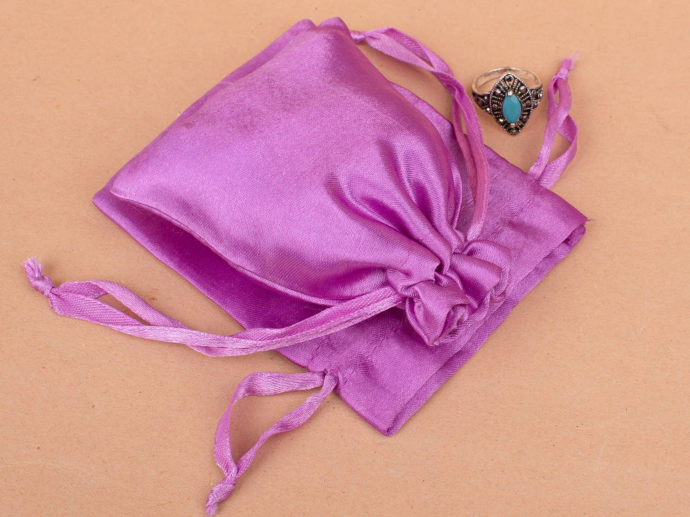 Personalized Light Pink Satin Drawstring Pouches & Bags With Custom Logo, Gift Packaging Bags