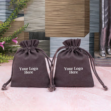 Brown Drawstring Pouch with brand logo print