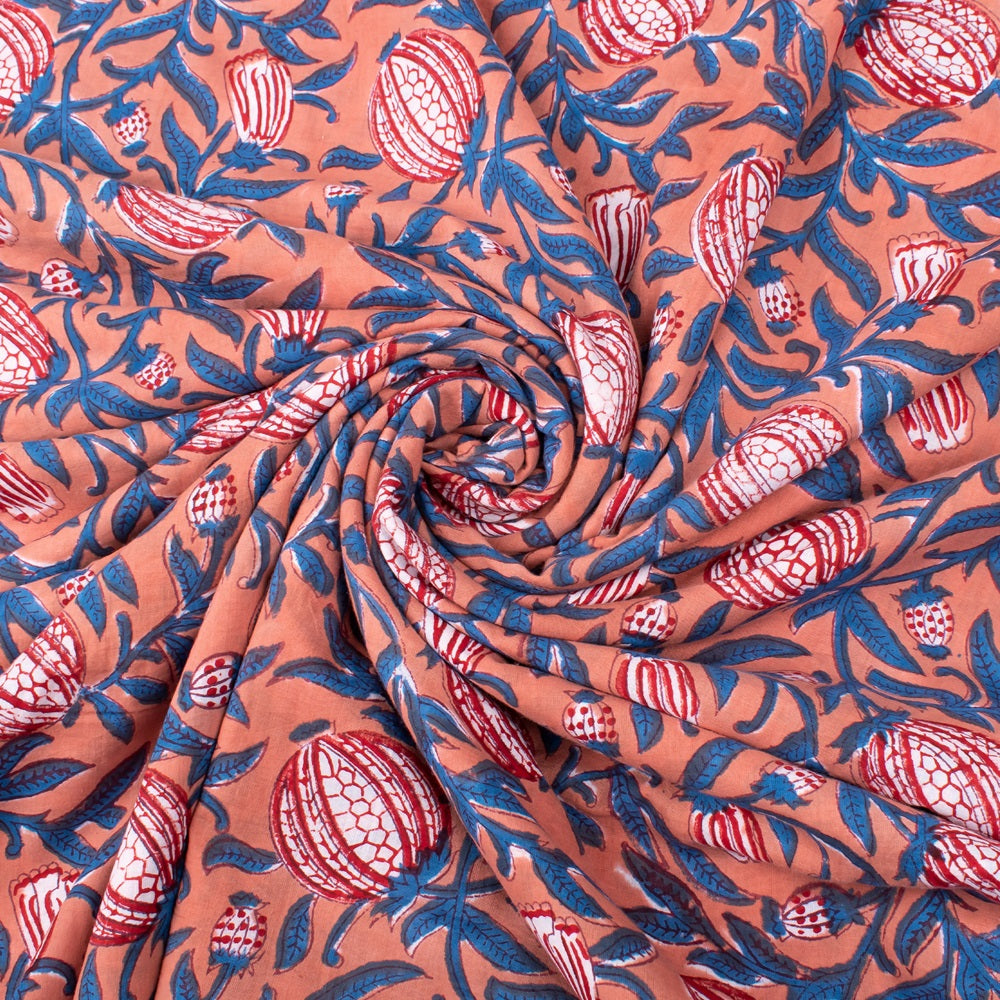 Multi Floral Hand Block Print Cotton Fabric