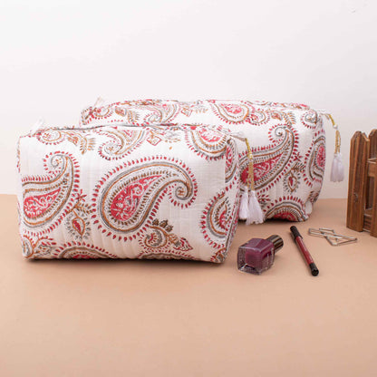 Classic Paisley Makeup Bag Set - Timeless Style