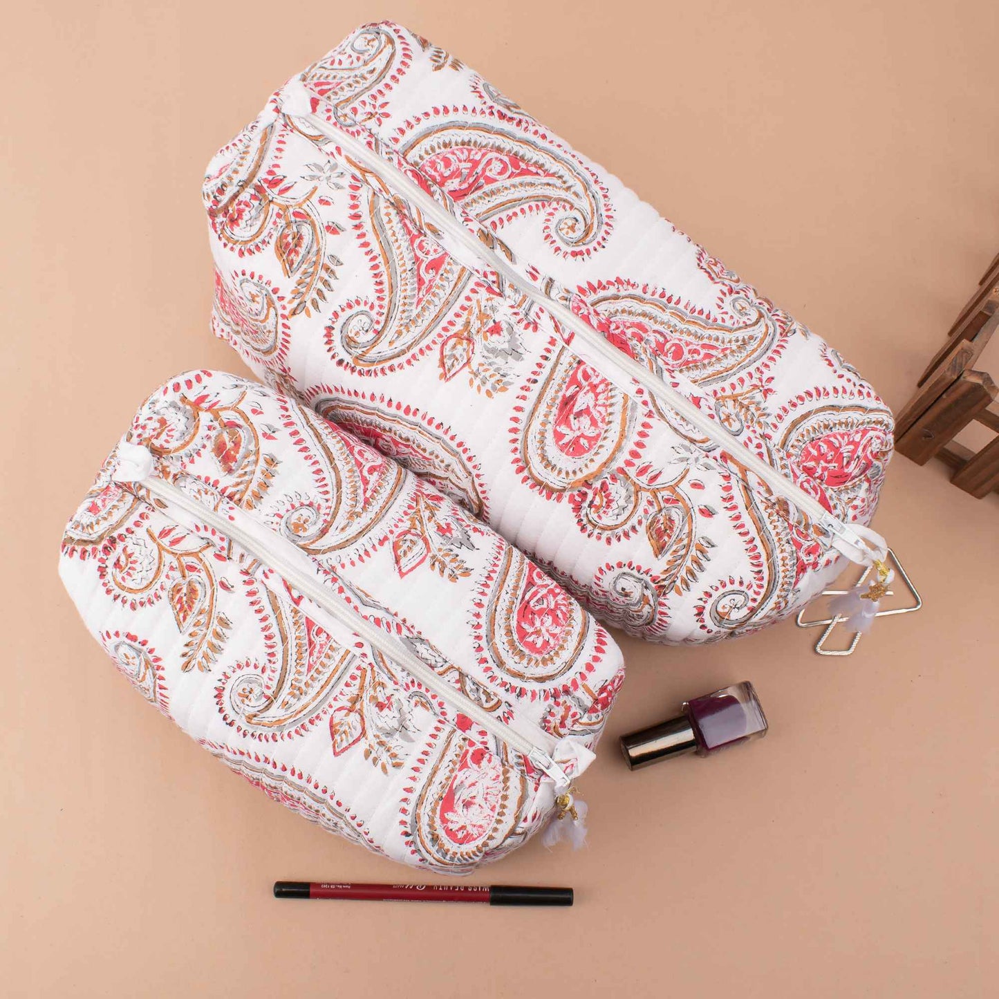 Classic Paisley Makeup Bag Set - Timeless Style