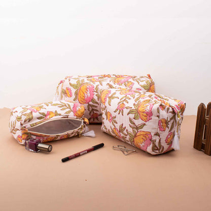 Vibrant Floral Makeup Bag Set - Bloom Beautifully