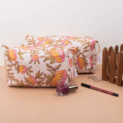 Vibrant Floral Makeup Bag Set - Bloom Beautifully