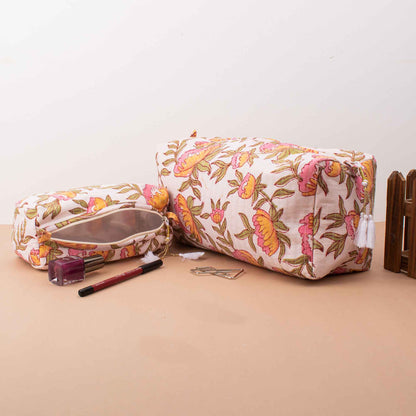 Vibrant Floral Makeup Bag Set - Bloom Beautifully