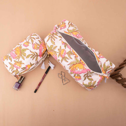 Vibrant Floral Makeup Bag Set - Bloom Beautifully