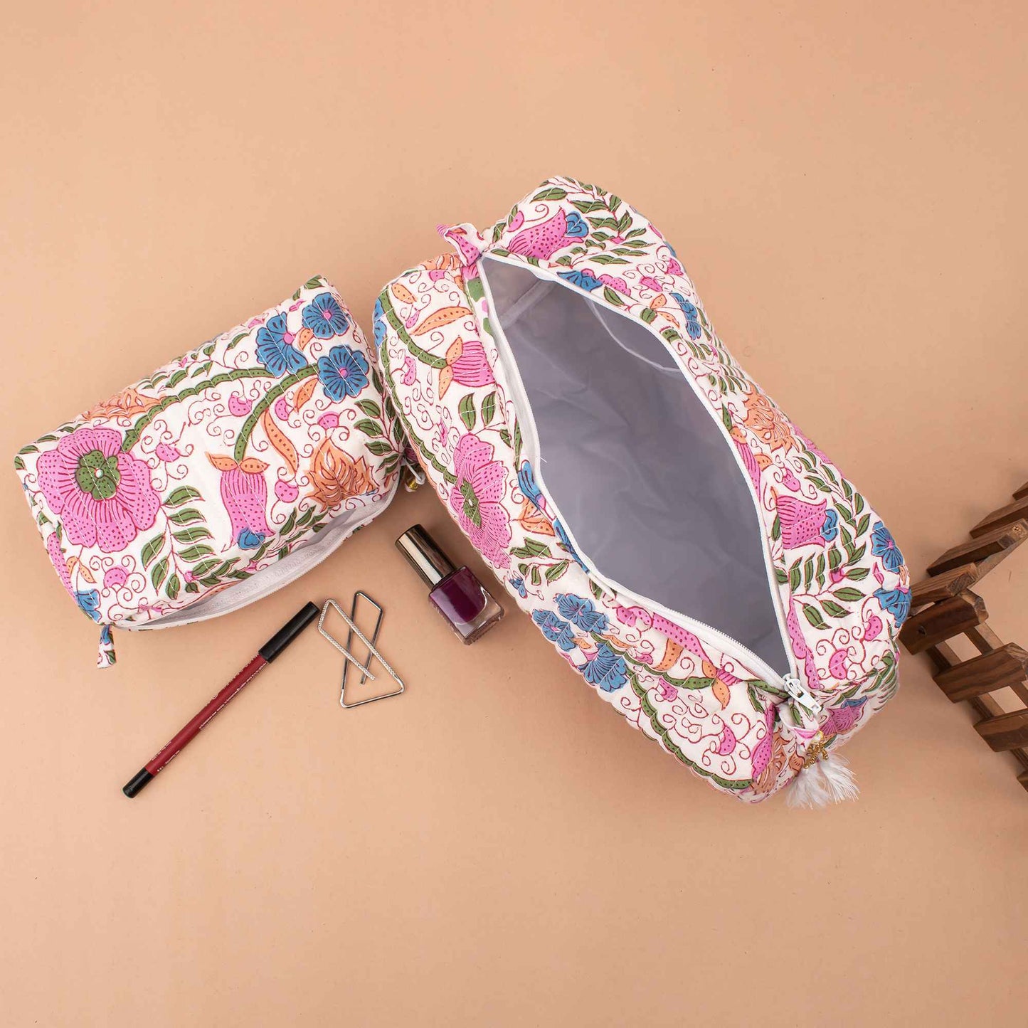 Piece Floral Makeup Bag Set - Vibrant & Versatile