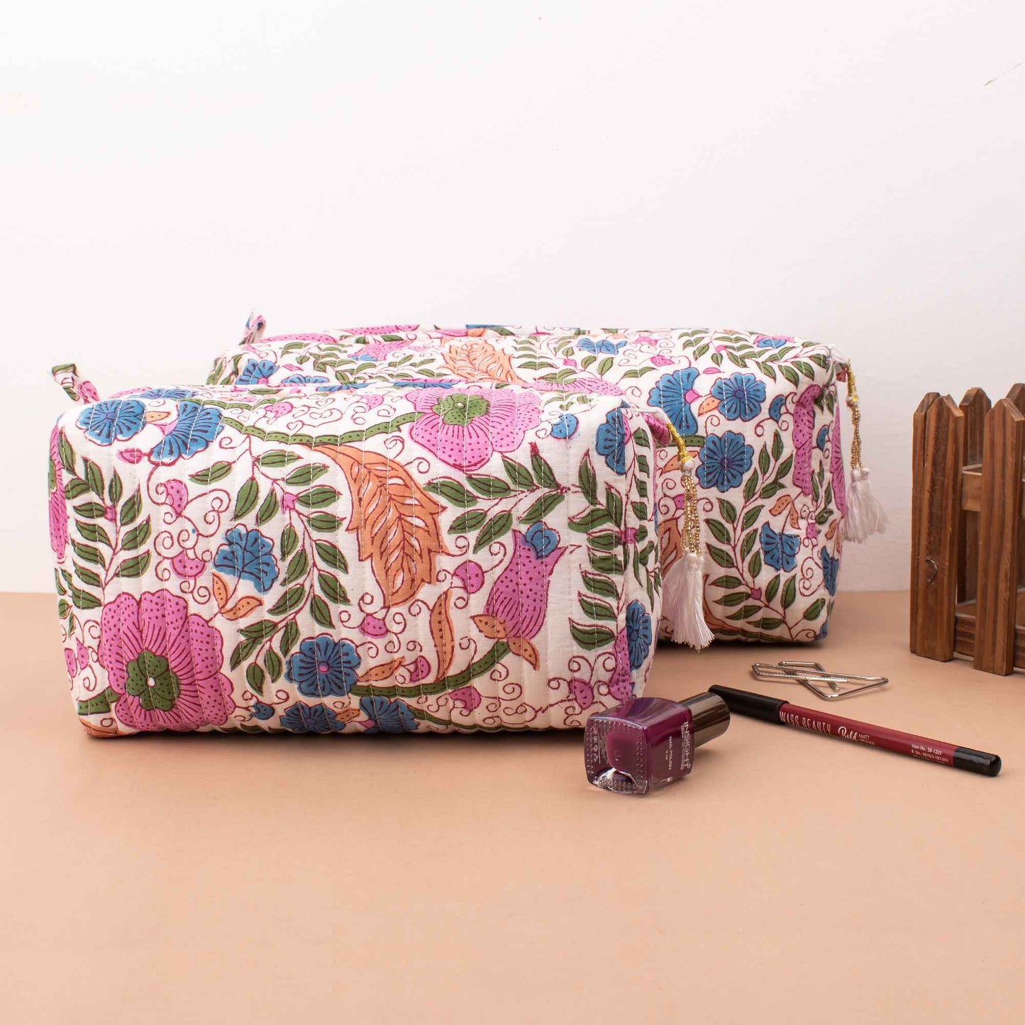 Piece Floral Makeup Bag Set - Vibrant & Versatile