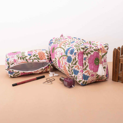 Piece Floral Makeup Bag Set - Vibrant & Versatile